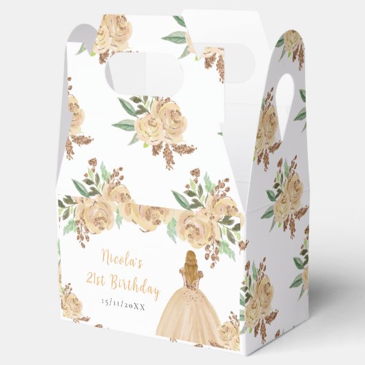 Blonde Hair Princess Peach Floral Birthday Party Bedankdoosjes (Geopend)