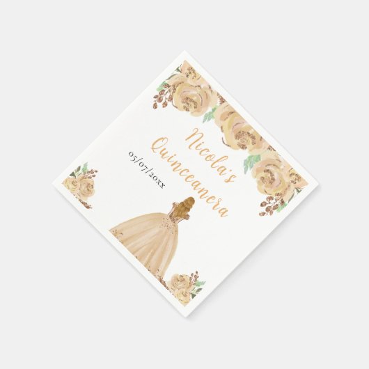 Blonde Hair Princess Peach Floral Quinceanera Servet (Hoek)