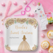 Blonde Hair Princess Peach Floral Sweet Sixteen Papieren Bordje (Feest)