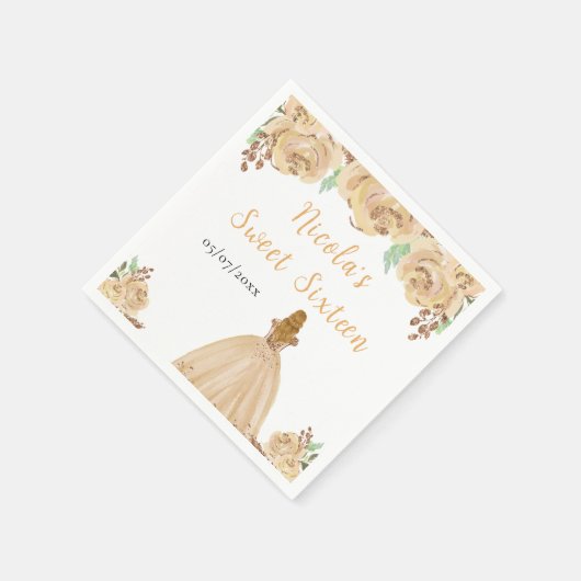 Blonde Hair Princess Peach Floral Sweet Sixteen  Servet (Hoek)