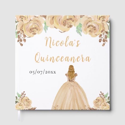 Blonde Hair Princess Peach Quinceanera Guest Book Gastenboek (Voorkant)
