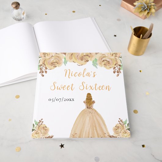 Blonde Hair Princess Peach Sweet 16 Guest Book Gastenboek (Voorkant open)