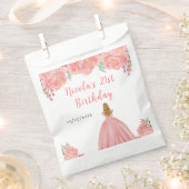 Blonde Hair Princess Pink Floral Birthday Party Bedankzakje (Geknipt)