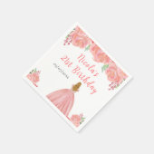 Blonde Hair Princess Pink Floral Birthday Party Servet (Hoek)
