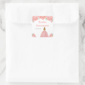 Blonde Hair Princess Pink Floral Quinceanera Vierkante Sticker (Tas)