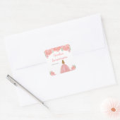 Blonde Hair Princess Pink Floral Quinceanera Vierkante Sticker (Envelop)