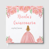 Blonde Hair Princess Pink Quinceanera Guest Book Gastenboek (Voorkant)