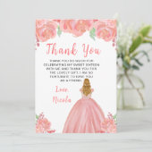 Blonde Hair Princess Pink Sweet Sixteen Bedankkaart (Staand voorkant)