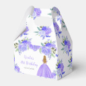 Blonde Hair Princess Purple Floral Birthday Party Bedankdoosjes (Achterkant)