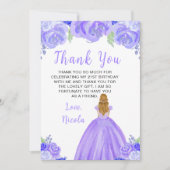 Blonde Hair Princess Purple Floral Birthday Party Bedankkaart (Voorkant)