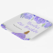 Blonde Hair Princess Purple Floral Birthday Party Papieren Bordje (Gebogen)
