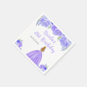 Blonde Hair Princess Purple Floral Birthday Party Servet (Hoek)