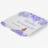 Blonde Hair Princess Purple Floral Quinceanera Papieren Bordje (Gebogen)