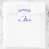 Blonde Hair Princess Purple Floral Quinceanera Vierkante Sticker (Tas)