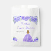 Blonde Hair Princess Purple Floral Sweet Sixteen  Bedankzakje (Voorkant)