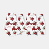 Blonde Hair Princess Red Floral Birthday Bedankdoosjes (Uitgevouwen)