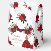Blonde Hair Princess Red Floral Birthday Bedankdoosjes (Geopend)