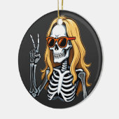 Blonde Hair Skeleton Giving Peace Sign  Keramisch Ornament (Links)