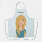 Blonde hair vrouw in Blue Hair Stylist Hairdresser Schort (Voorkant)