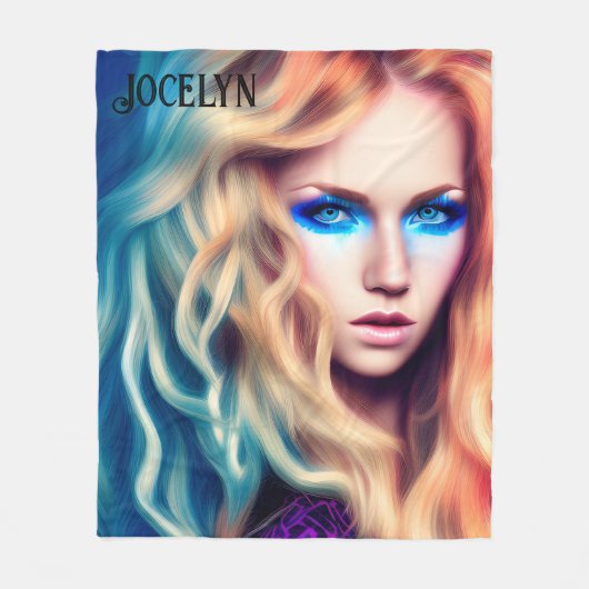 Blonde Haire Blue Eyed Bombshell Fleece Deken (Voorkant)