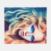 Blonde Haire Blue Eyed Bombshell Fleece Deken (Voorkant (Horizontaal))