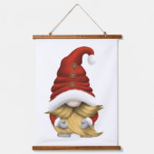 Blonde-Haired Christmas Gnome Family – Wood-Topped Hangend Wandkleed (Voorkant 2)
