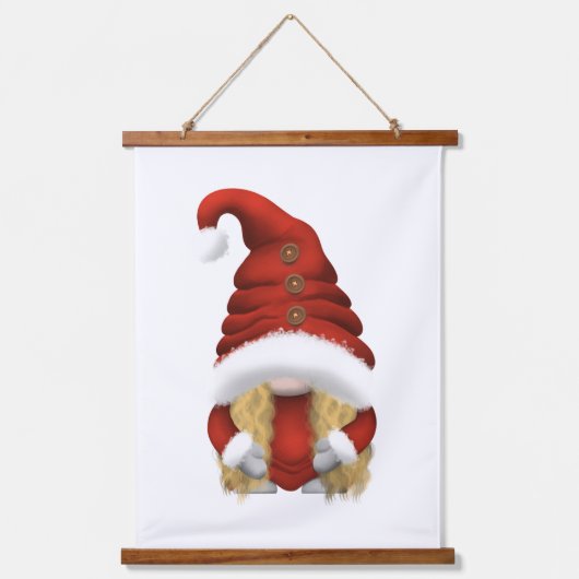 Blonde-Haired Christmas Gnome Family – Wood-Topped Hangend Wandkleed (Voorkant 3)