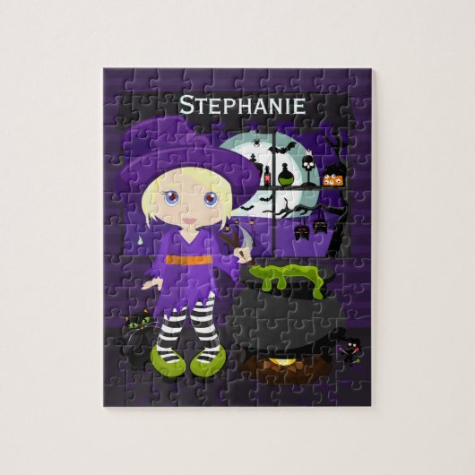 Blonde Halloween Witch Jigzaag Puzzle Legpuzzel (Verticaal)