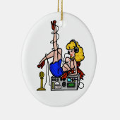 Blonde Ham Radio Pin-up Girl-kerstversiering Keramisch Ornament (Rechts)