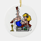Blonde Ham Radio Pin-up Girl-kerstversiering Keramisch Ornament (Voorkant)