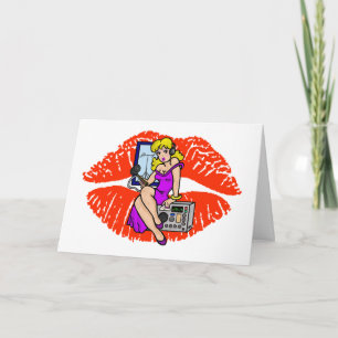 Blonde Ham Radio Pin-up Girl Smoochie Kaart