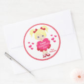 Blonde Happy Valentijnsdag Ronde Sticker (Envelop)