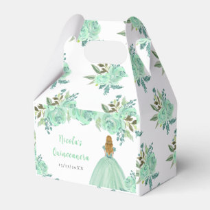 Blonde Haren Prinses Mint Bloem Quinceanera Bedankdoosjes