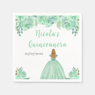 Blonde Haren Prinses Mint Bloem Quinceanera Servet