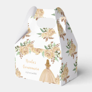 Blonde Haren Prinses Peach Bloem Quinceanera Bedankdoosjes