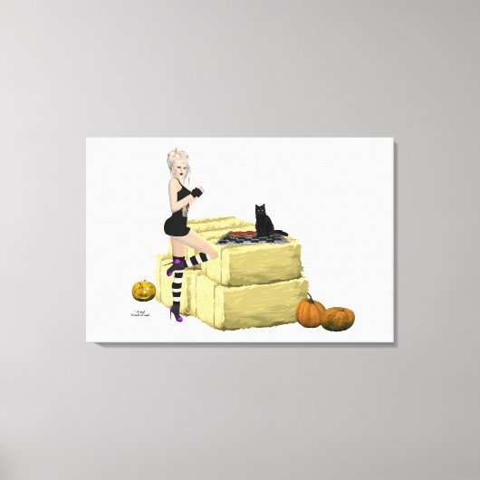 Blonde heks duiken op Girl Stretted Canvas Afdrukk (Voorkant)