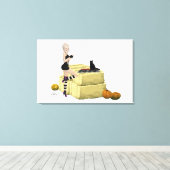 Blonde heks duiken op Girl Stretted Canvas Afdrukk (Insitu (Houten vloer))