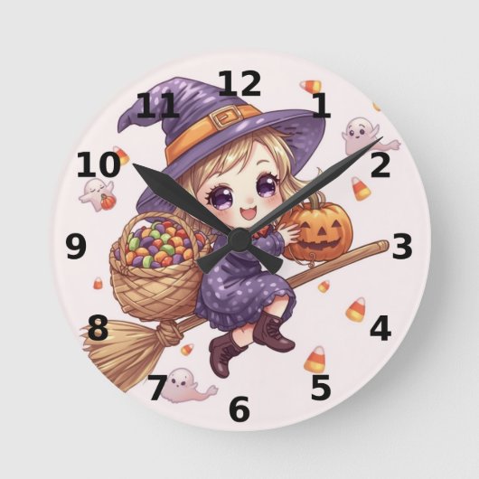 Blonde Heks Halloween Wandklok (Voorkant)