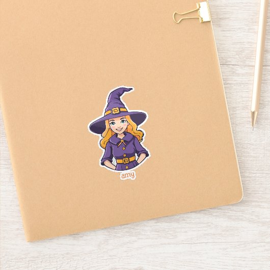 Blonde heks in Paarse kleren Sticker (Notitieboek)