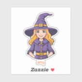 Blonde heks in Paarse kleren Sticker (Vel)