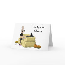 Blonde heks Pin Up Girl Halloween Wenskaart