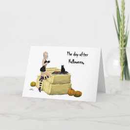 Blonde heks Pin Up Girl Halloween Wenskaart Kaart