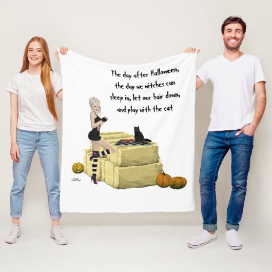 Blonde heks vergroot de rugzak van het meisje fleece deken (In situ)