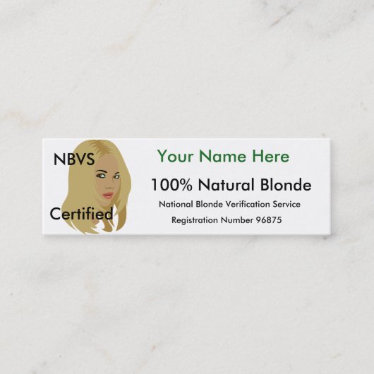 Blonde-identiteitskaart Mini Visitekaartje (Voorkant)
