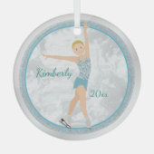 Blonde in Aqua Glas Ornament (Voorkant)