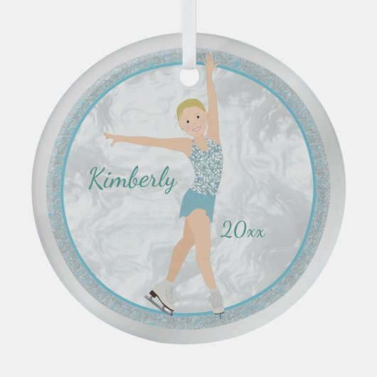 Blonde in Aqua Glas Ornament (Voorkant)