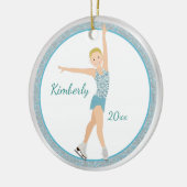 Blonde in Aqua Keramisch Ornament (Links)