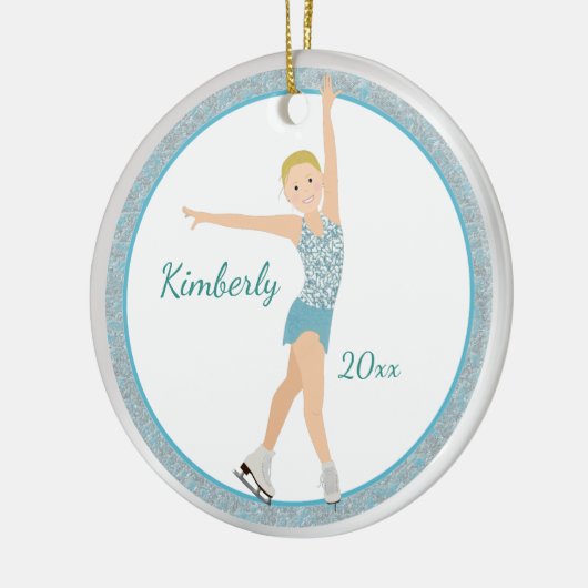 Blonde in Aqua Keramisch Ornament (Links)