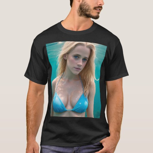 Blonde in een Bikini Underwater T-Shirt (Voorkant)