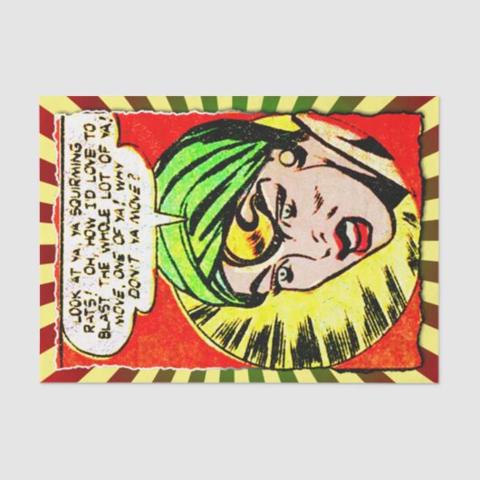 Blonde in een Groen Turban Golden Age Comic Panel Tissuepapier (Voorkant)